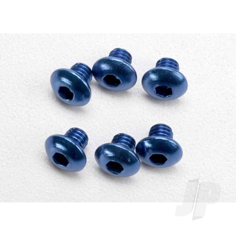 Screws, 4x4mm button-head machine, aluminium (Blue) (hex drive) (6 pcs)