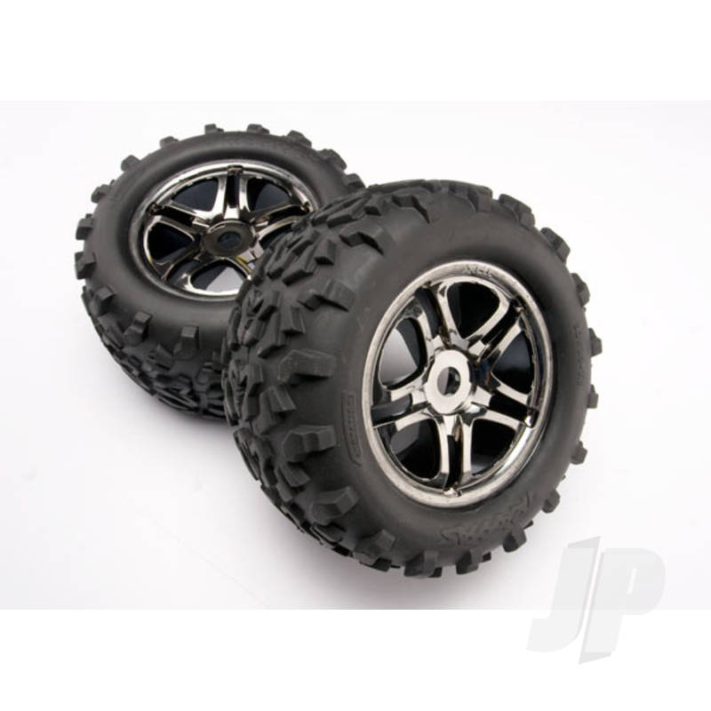 Tyres & wheels, assembled, glued (SS (Split Spoke) black chrome wheels, Maxx Tyres (6.3