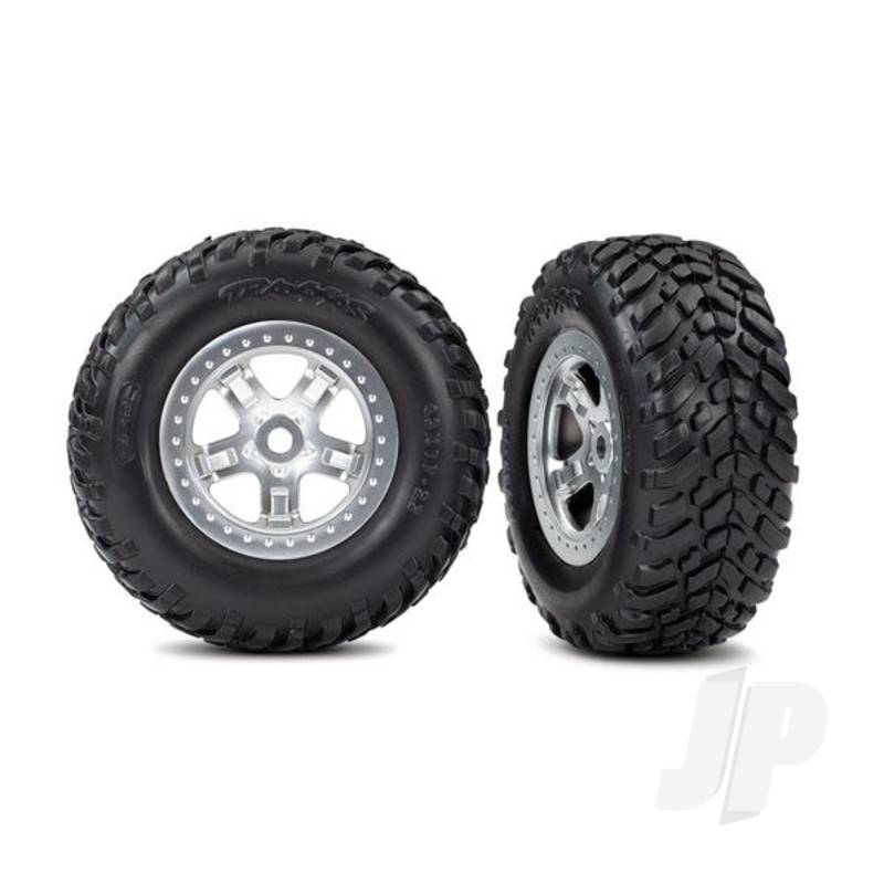 Tyres & wheels, assembled, glued (SCT, satin chrome, beadlock style wheels, dual profile (2.2