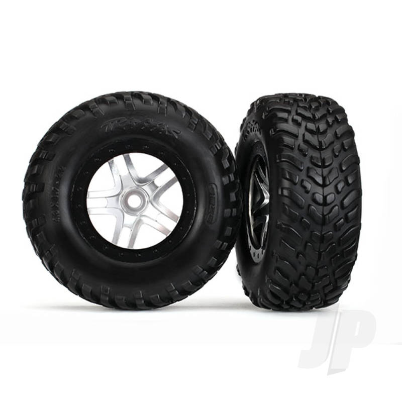 Tyres & wheels, assembled, glued (S1 compound) (SCT Split-Spoke satin chrome, black beadlock style wheels, dual profile (2.2