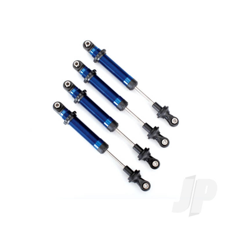 Shocks, GTS, aluminium (Blue-anodised) (assembled with out springs) (4 pcs) (for use with #8140X TRX-4 Long Arm Lift Kit)