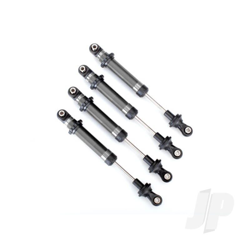 Shocks, GTS, silver aluminium (assembled with out springs) (4 pcs) (for use with #8140 TRX-4 Long Arm Lift Kit)