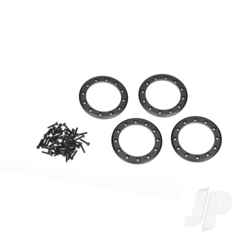 Beadlock rings, black (1.9in) (Aluminium) (4 pcs) / 2x10 CS (48)