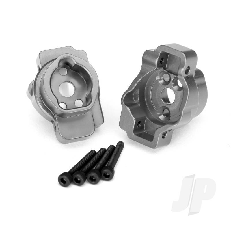 Portal drive axle mount, Rear, 6061-T6 aluminium (charcoal grey-anodised) (left and right) / 2.5x16 CS (4 pcs)