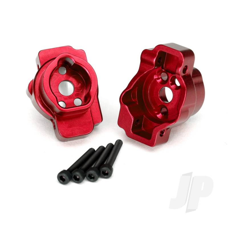 Portal drive axle mount, Rear, 6061-T6 aluminium (Red-anodised) (left and right) / 2.5x16 CS (4 pcs)