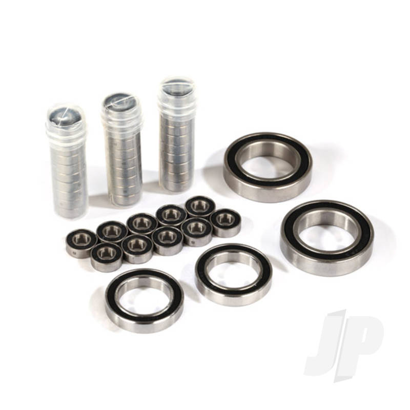 Ball bearing Set, TRX-4 Traxx, black rubber sealed, stainless (contains 5x11x4 (40), 20x32x7 (2 pcs), & 17x26x5 (2 pcs) bearings / 5x11x.5mm PTFE-coated washers (40)) (for 1 pair of Front or Rear tracks)