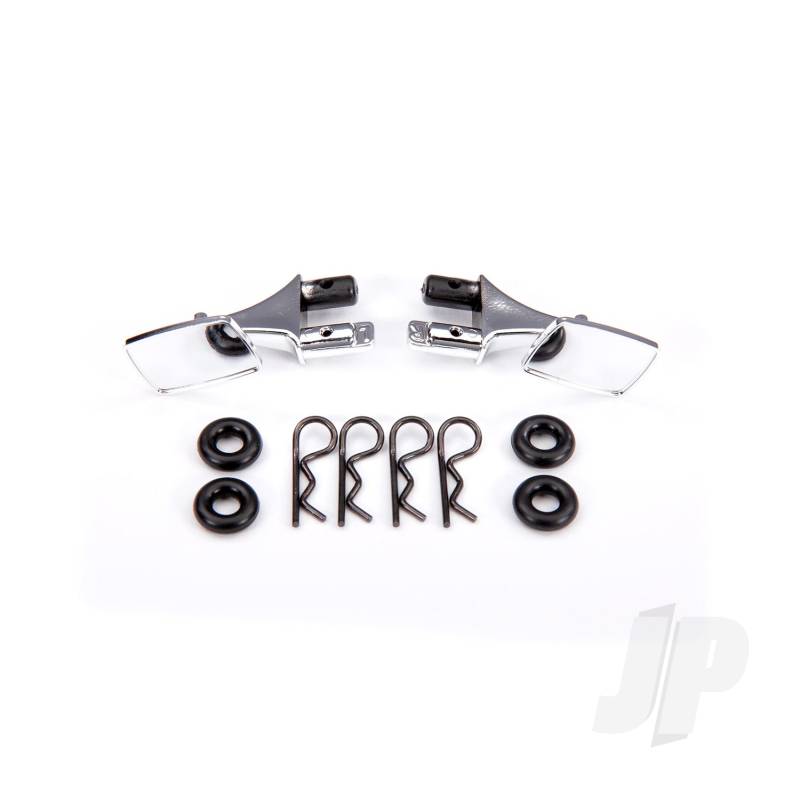 Mirrors, side, chrome (left & right) / o-rings (4) / body clips (4) (fits #9111 body)