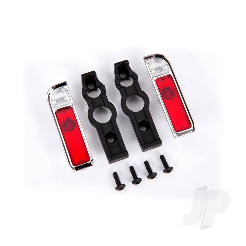 Tail light housing, chrome (2) / lens (2) / retainers (left & right) / 2.6x8 BCS (self-tapping) (4)