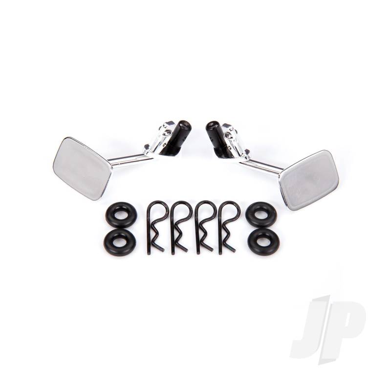 Mirrors, side, chrome (left & right) / o-rings (4) / body clips (4) (fits #9112 body)