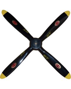 Biela 17" x 8" Carbon Fiber 4 Blade Scale Black with Yellow Round Tips Prop