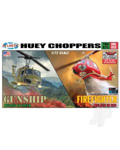 1:72 Snap Huey Helicopter 2 Pack Gunship/ Firefighter