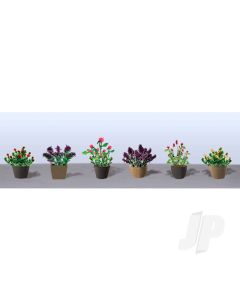 Assorted Potted Flower Plants 1, O-Scale, (6 pack)
