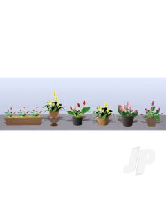 Assorted Potted Flower Plants 3, HO-Scale, (6pack)