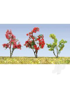 Flower Trees, Red, Pink, Yellow, Purple, 3/4in-1in, HO-Scale, (18 per pack)