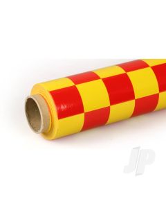 10m ORACOVER Fun-3 Medium Chequered, Cadmium Yellow + Red (60cm width)