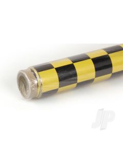 2m ORACOVER Fun-3 Medium Chequered, Pearlescent Cadmium Yellow + Black (60cm width)