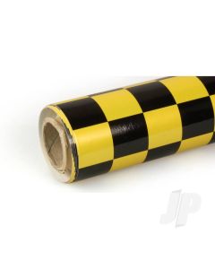 10m ORACOVER Fun-3 Medium Chequered, Pearlescent Cadmium Yellow + Black (60cm width)