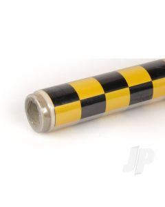 2m ORACOVER Fun-3 Medium Chequered, Pearlescent Golden Cadmium Yellow + Black (60cm width)