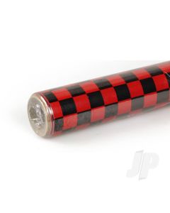 2m ORACOVER Fun-4 Small Chequered, Ferrari Red + Black (60cm width)