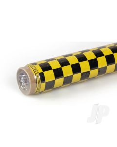 2m ORACOVER Fun-4 Small Chequered, Cadmium Yellow + Black (60cm width)