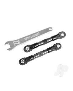 Camber links, rear (TUBES charcoal gray-anodised, 7075-T6 aluminium, stronger than titanium) (2) (assembled with rod ends and hollow balls)/ aluminium wrench (1) (fits Drag Slash)