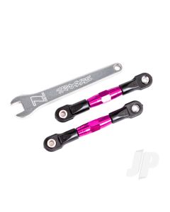 Camber links, rear (TUBES pink-anodised, 7075-T6 aluminium, stronger than titanium) (2) (assembled with rod ends and hollow balls)/ aluminium wrench (1) (fits Drag Slash)