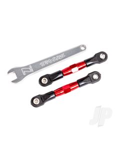 Camber links, rear (TUBES red-anodised, 7075-T6 aluminium, stronger than titanium) (2) (assembled with rod ends and hollow balls)/ aluminium wrench (1) (fits Drag Slash)