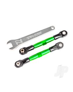 Camber links, front (TUBES green-anodised, 7075-T6 aluminium, stronger than titanium) (2) (assembled with rod ends and hollow balls)/ aluminium wrench (1) (fits Drag Slash)