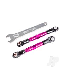 Camber links, front (TUBES pink-anodised, 7075-T6 aluminium, stronger than titanium) (2) (assembled with rod ends and hollow balls)/ aluminium wrench (1) (fits Drag Slash)