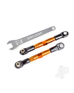 Camber links, front (TUBES orange-anodised, 7075-T6 aluminium, stronger than titanium) (2) (assembled with rod ends and hollow balls)/ aluminium wrench (1) (fits Drag Slash)