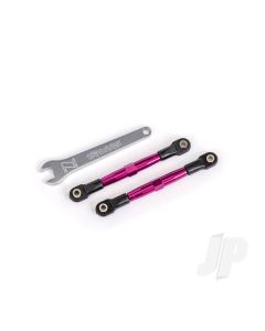 Toe links, front (TUBES pink-anodised, 7075-T6 aluminium, stronger than titanium) (2) (assembled with rod ends and hollow balls)/ aluminium wrench (1) (fits Drag Slash)