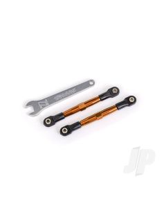 Toe links, front (TUBES orange-anodised, 7075-T6 aluminium, stronger than titanium) (2) (assembled with rod ends and hollow balls)/ aluminium wrench (1) (fits Drag Slash)