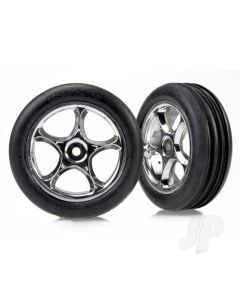 Tyres & wheels, assembled (Tracer 2.2" chrome wheels, Alias ribbed 2.2" Tyres) (2) (Bandit front, soft compound with foam inserts)