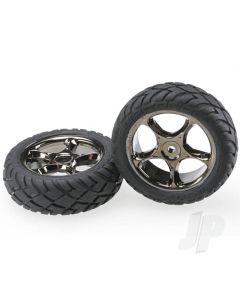 Tyres & wheels, assembled (Tracer 2.2" black chrome wheels, Anaconda 2.2" Tyres with foam inserts) (2) (Bandit front)
