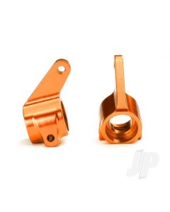Steering blocks, Rustler / Stampede / Bandit (2), 6061-T6 aluminium (orange-anodised) / 5x11mm ball bearings (4)
