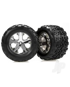 Tyres & wheels, assembled, glued (2.8") (All-Star chrome wheels, Talon Tyres, foam inserts) (2WD electric rear) (2)