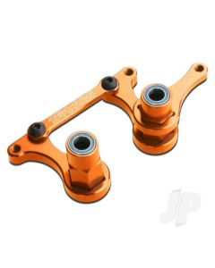 Steering Bellcranks, drag link (orange-anodised 6061-T6 aluminium) / 5x8mm ball bearings (4) / hardware (assembled)