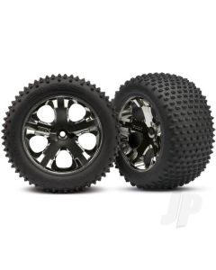 Tyres & wheels, assembled, glued (2.8") (All-Star black chrome wheels, Alias Tyres, foam inserts) (rear) (2) (TSM rated)