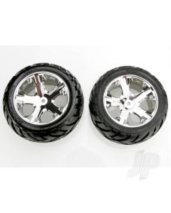 Tyres & wheels, assembled, glued (All Star chrome wheels, Anaconda Tyres, foam inserts) (2WD electric rear) (1 left, 1 right)