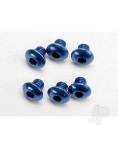 Screws, 4x4mm button-head machine, aluminium (Blue) (hex drive) (6 pcs)