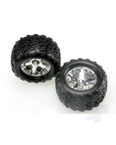 Tyres & wheels, assembled, glued (2.8") (All-Star chrome wheels, Talon Tyres, foam inserts) (Nitro Stampede front) (2)