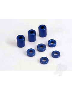 Blue-anodised, aluminium spacers (3x6x8mm) (3 pcs) / (3x6x1.5mm) (2 pcs) / 3x6x2.5mm) (4 pcs)