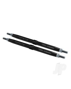 Toe links, T-Maxx / E-Maxx (TUBES black-anodised, 7075-T6 Aluminium, stronger than titanium) (112mm, front) (2) / rod ends (4) / Aluminium wrench (1) (For T-Maxx / E-Maxx models with sealed pivot ball suspension & 3.8" wheels)