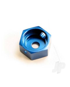 Brake adapter, hex aluminium (Blue) (for T-Maxx Steel constant-velocity center driveshafts)