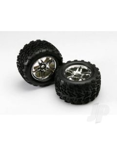 Tyres & wheels, assembled, glued (SS (Split Spoke) chrome wheels, Talon Tyres, foam inserts) (2) (use with 17mm splined wheel hubs & nuts, part #5353X)