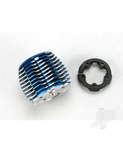 Cooling head, PowerTune (machined aluminium, Blue-anodised) (TRX 2.5 and 2.5R) / head protector (plastic)