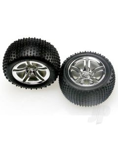 Tyres & wheels, assembled, glued (2.8") (Twin-Spoke wheels, Alias Tyres, foam inserts) (nitro rear) (2)