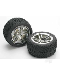 Tyres & wheels, assembled, glued (Twin-Spoke wheels, Victory Tyres, foam inserts) (nitro rear) (2)