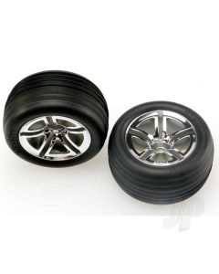 Tyres & wheels, assembled, glued (2.8") (Twin-Spoke wheels, Alias ribbed Tyres, foam inserts) (nitro front) (2)