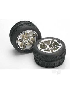 Tyres & wheels, assembled, glued (Twin-Spoke wheels, Victory Tyres, foam inserts) (nitro front) (2)